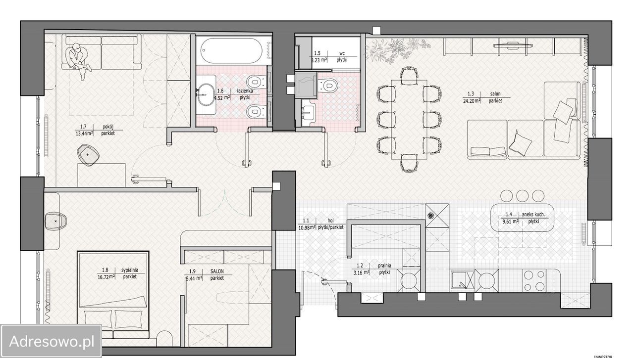 Mieszkanie 3-pokojowe Kraków Podgórze, ul. Stanisława Smolki. Zdjęcie 3