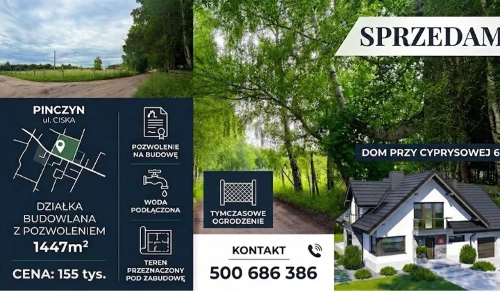 Działka budowlana Pinczyn, ul. Ciska