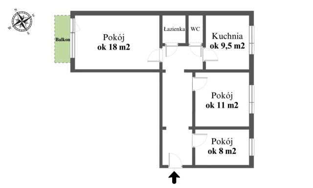 Mieszkanie 3-pokojowe Grudziądz, ul. Derdowskiego. Zdjęcie 12