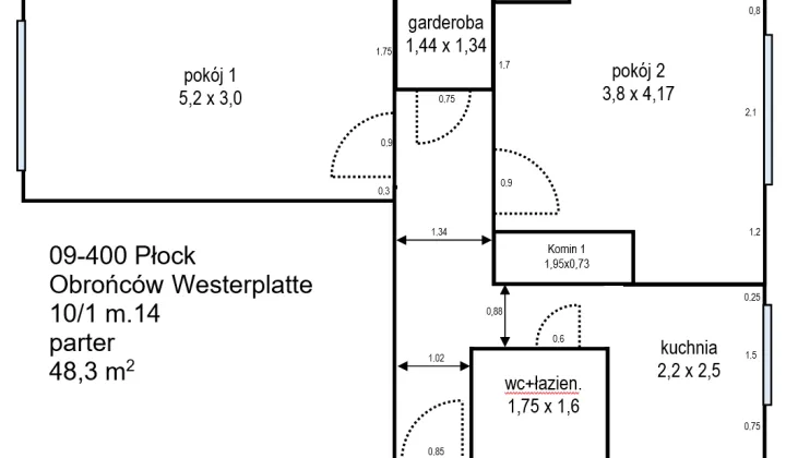 Mieszkanie 2-pokojowe Płock Stare Miasto, ul. Obrońców Westerplatte