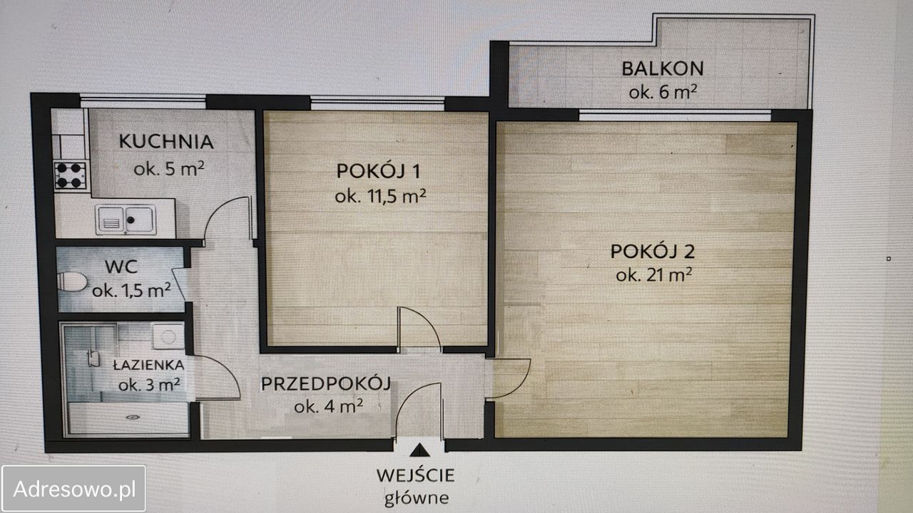 Mieszkanie 2-pokojowe Wrocław Fabryczna, ul. Kolista. Zdjęcie 7