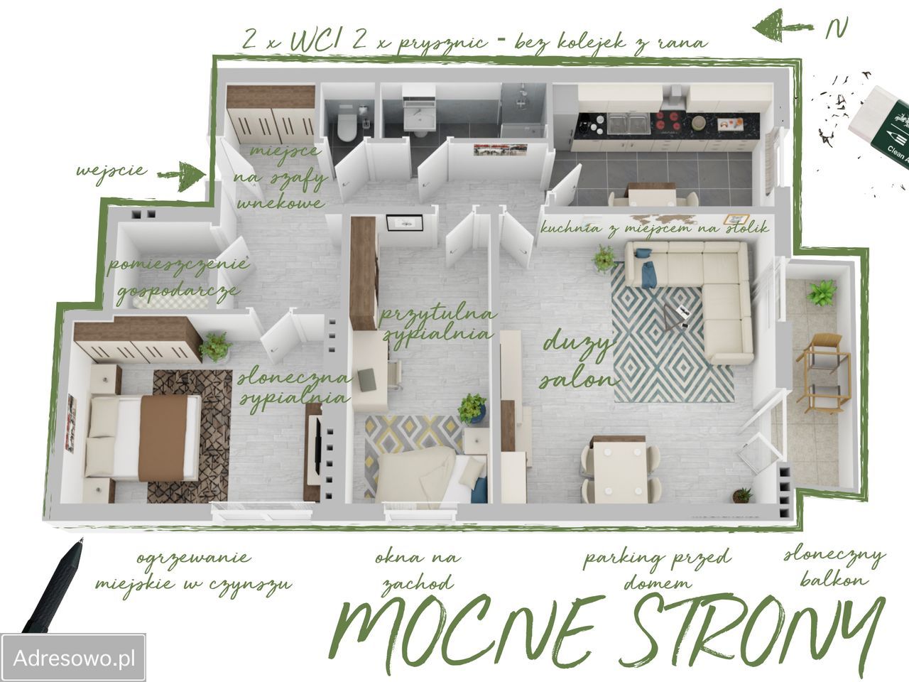 Mieszkanie 3-pokojowe Legnica Centrum, ul. Najświętszej Marii Panny. Zdjęcie 13