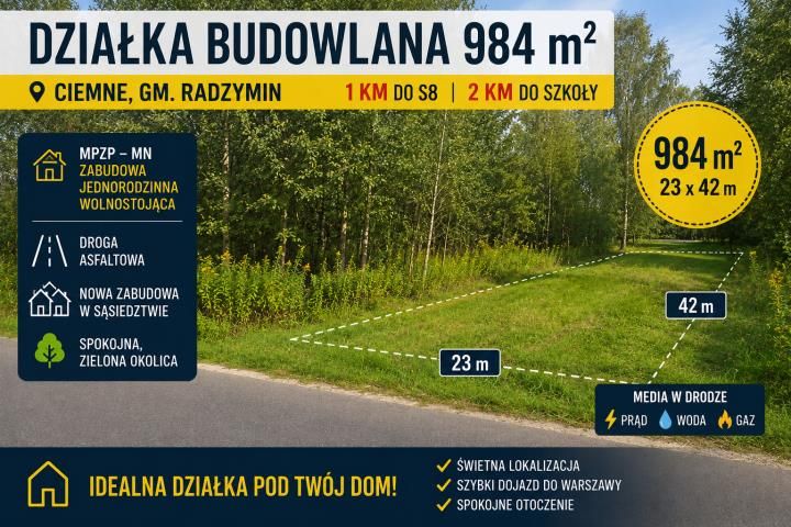 Działka budowlana Ciemne. Zdjęcie 1