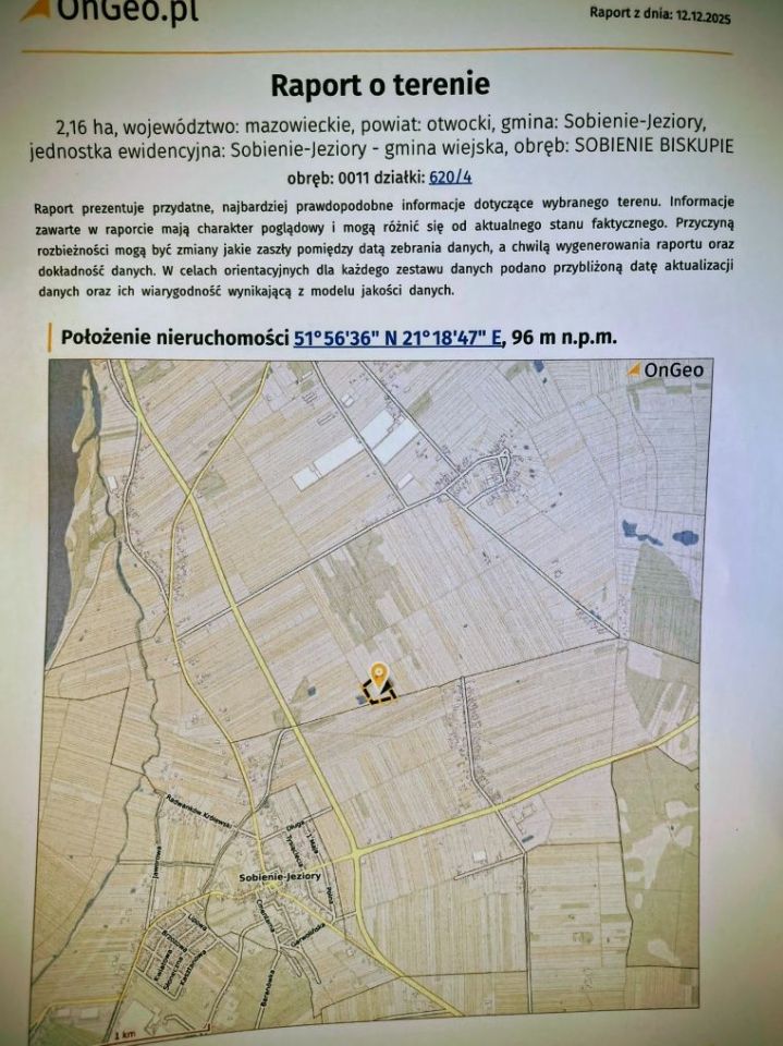 Działka rolna Sobienie Biskupie. Zdjęcie 3