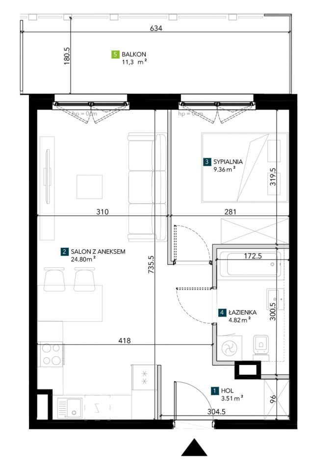 Mieszkanie 2-pokojowe Wrocław Krzyki, ul. Świeradowska. Zdjęcie 5