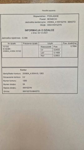 Działka inna Knyszyn, brak nazwy. Zdjęcie 1