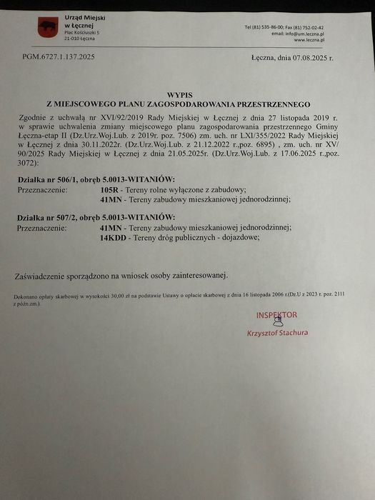 Działka rolno-budowlana Witaniów. Zdjęcie 8