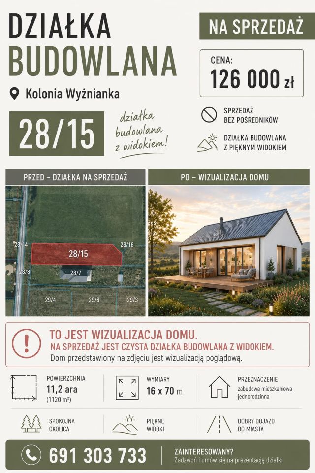 Działka budowlana Wyżnianka-Kolonia. Zdjęcie 1