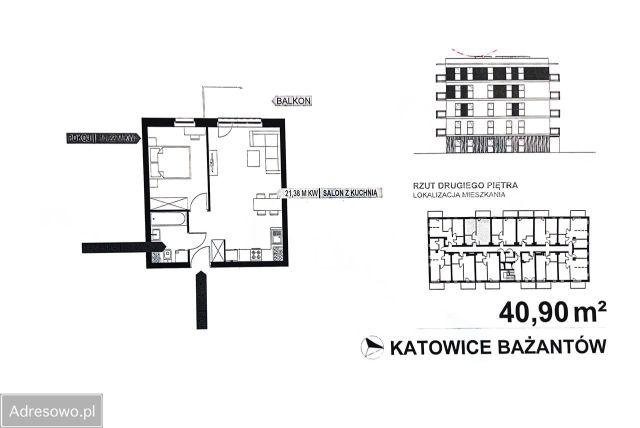 Mieszkanie 2-pokojowe Katowice Piotrowice, ul. Bażantów. Zdjęcie 1