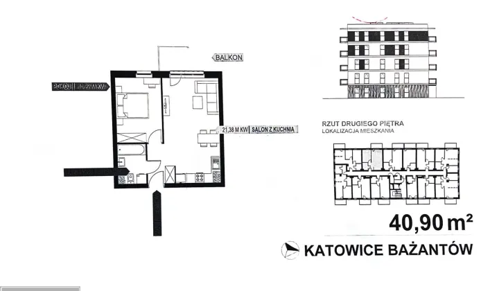 Mieszkanie 2-pokojowe Katowice Piotrowice, ul. Bażantów