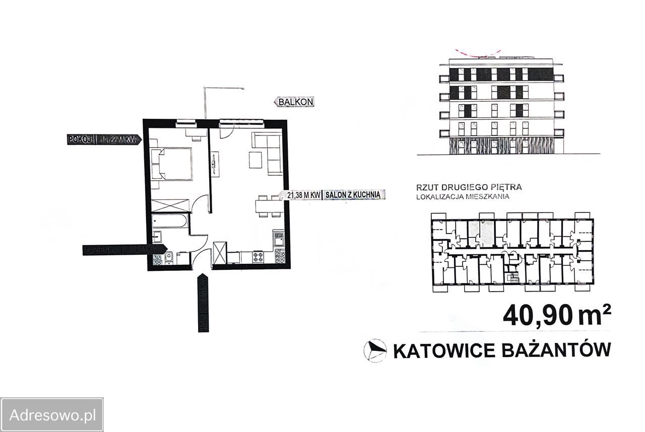 Mieszkanie 2-pokojowe Katowice Piotrowice, ul. Bażantów. Zdjęcie 1