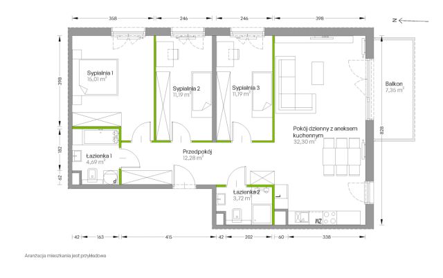 Mieszkanie 4-pokojowe Kraków Czyżyny, ul. Romana Ciesielskiego. Zdjęcie 14