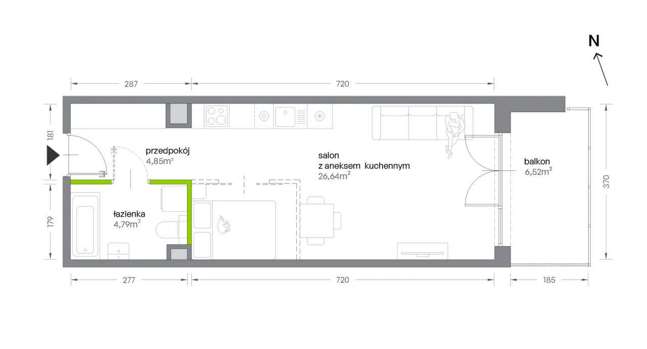 Mieszkanie 1-pokojowe Kraków Krowodrza, ul. Żabiniec. Zdjęcie 7