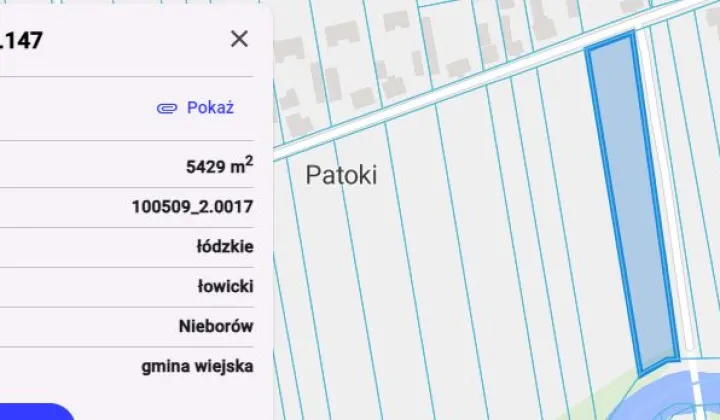 Działka rolno-budowlana Patoki