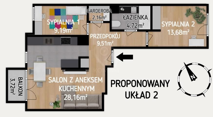 Mieszkanie 3-pokojowe Wrocław Krzyki, ul. Klasztorna. Zdjęcie 15