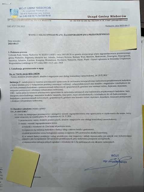 Działka inwestycyjna Bełchów. Zdjęcie 2