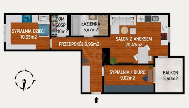 Mieszkanie 3-pokojowe Wrocław, ul. Henryka Michała Kamieńskiego. Zdjęcie 16