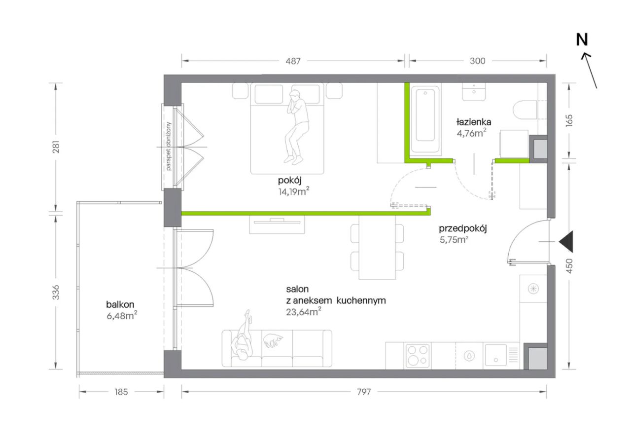 Mieszkanie 2-pokojowe Kraków Krowodrza, ul. Żabiniec. Zdjęcie 7