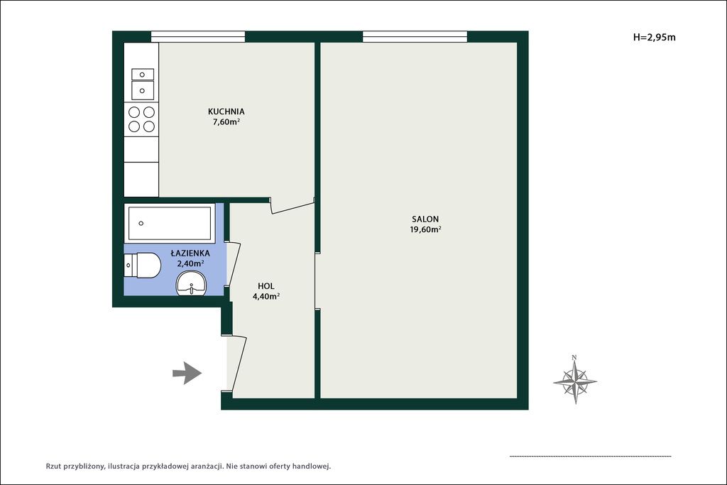 Mieszkanie 1-pokojowe Warszawa Mokotów, ul. Antoniego Józefa Madalińskiego. Zdjęcie 4