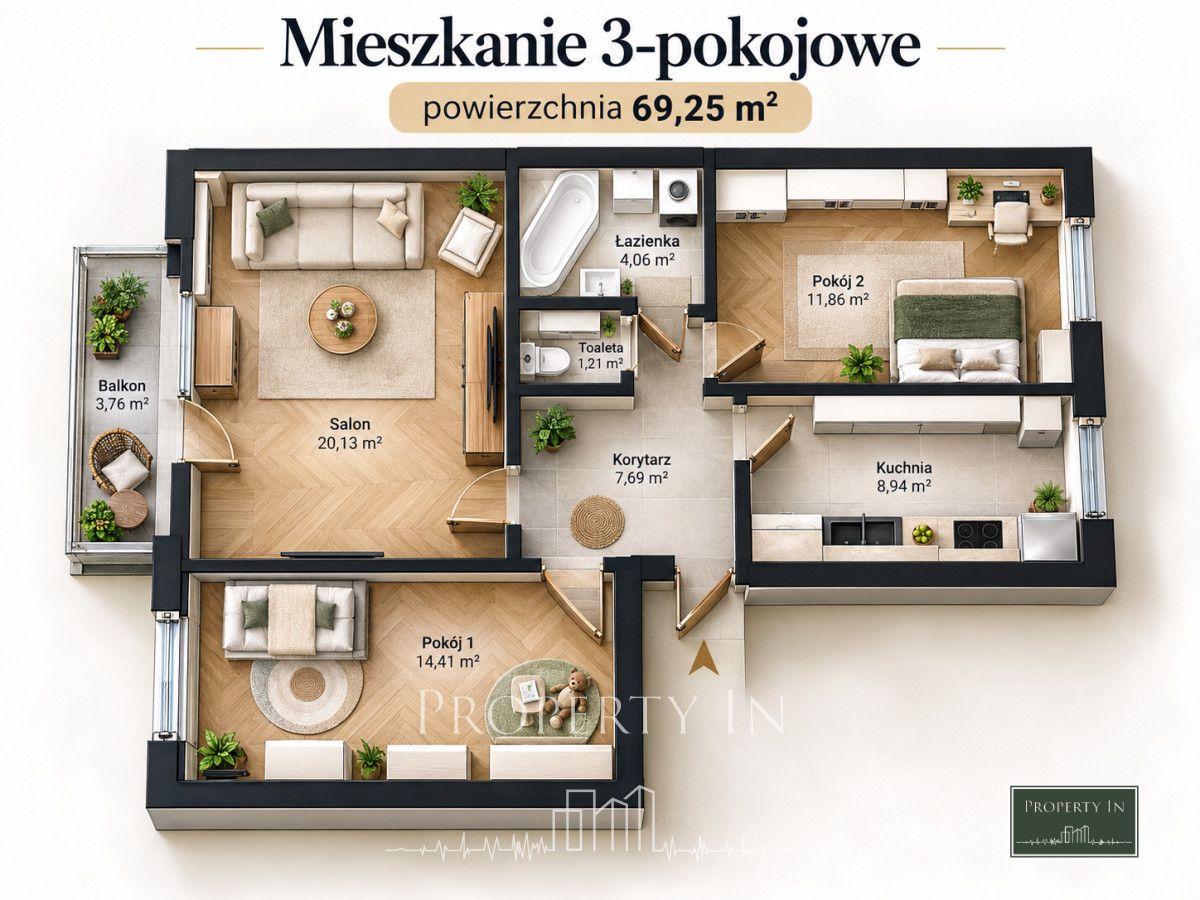 Mieszkanie 3-pokojowe Lublin Czechów, ul. Ireny Kosmowskiej. Zdjęcie 1