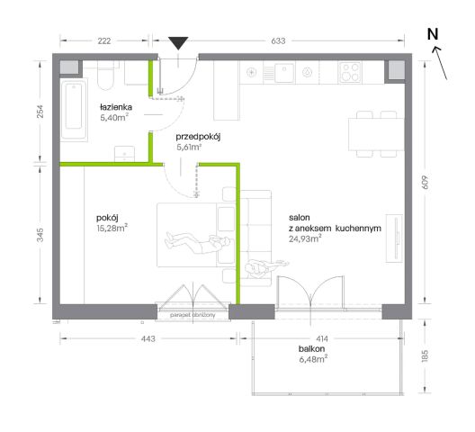 Mieszkanie 2-pokojowe Kraków Krowodrza, ul. Żabiniec. Zdjęcie 7