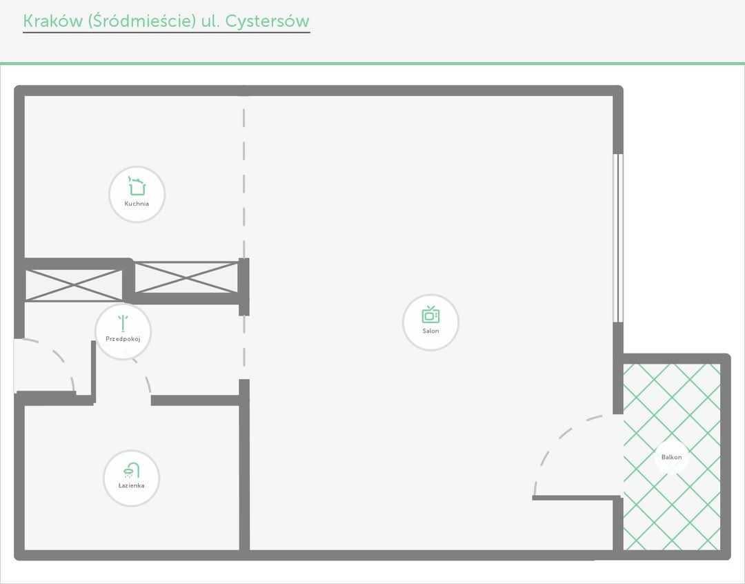 Mieszkanie 1-pokojowe Kraków Grzegórzki, ul. Cystersów. Zdjęcie 6