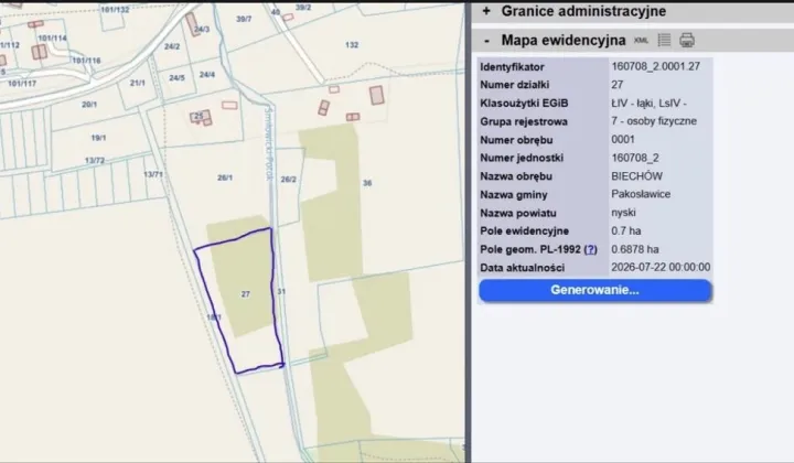 Działka leśna Biechów