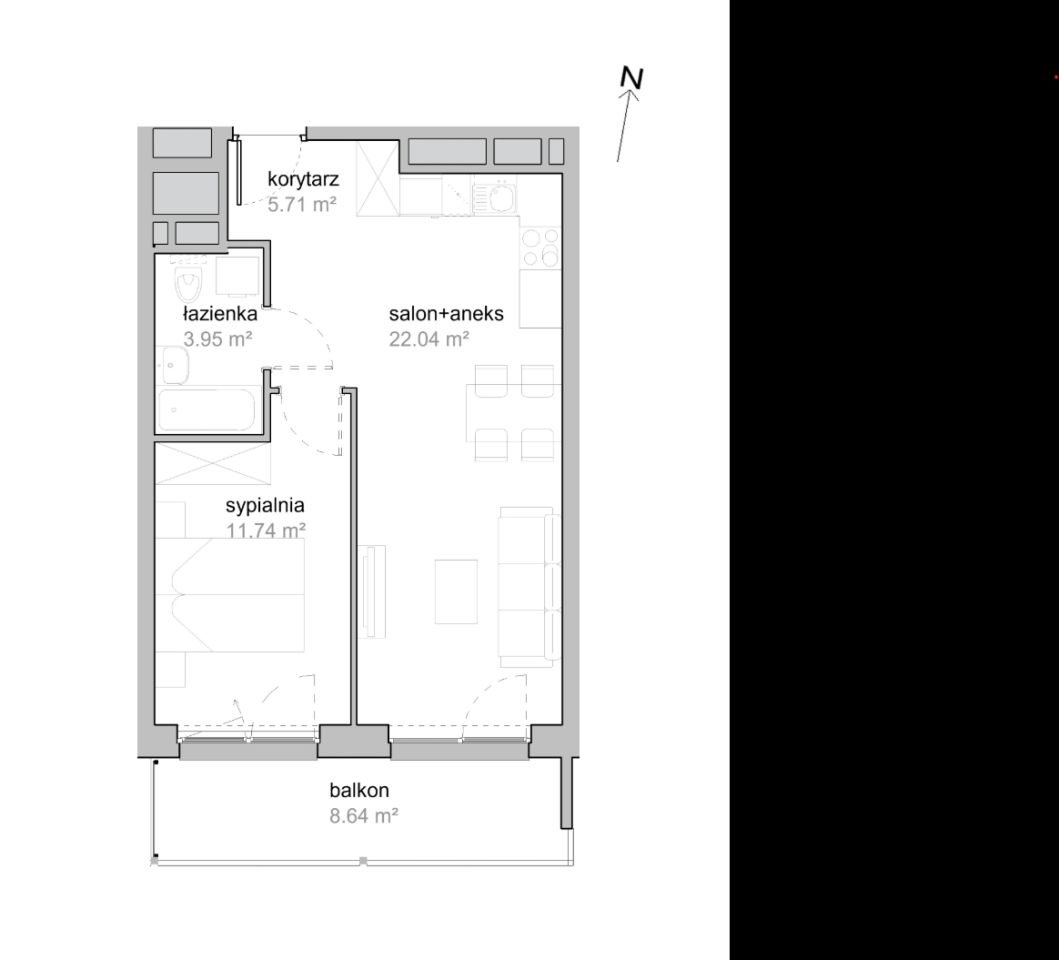 Mieszkanie 2-pokojowe Wrocław Tarnogaj, ul. Piękna. Zdjęcie 7