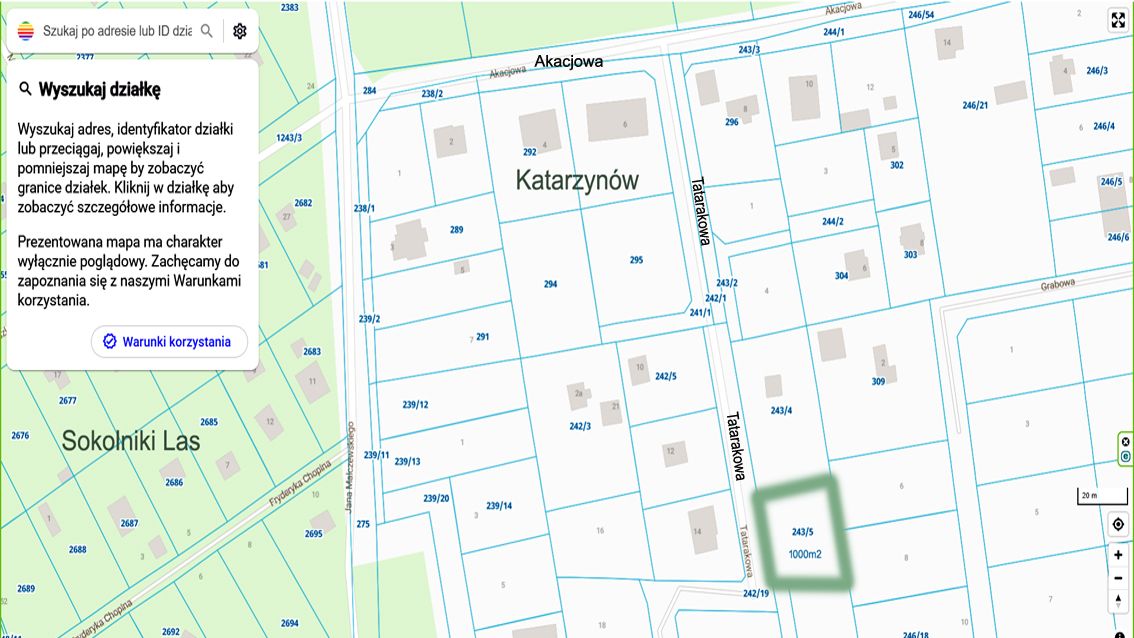 Działka budowlana Katarzynów, ul. Tatarakowa