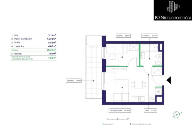 Mieszkanie 2-pokojowe Warszawa Mokotów, ul. Cybernetyki. Zdjęcie 12