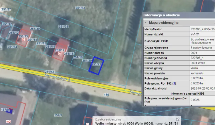 Działka budowlana Wolin, ul. Juliusza Słowackiego