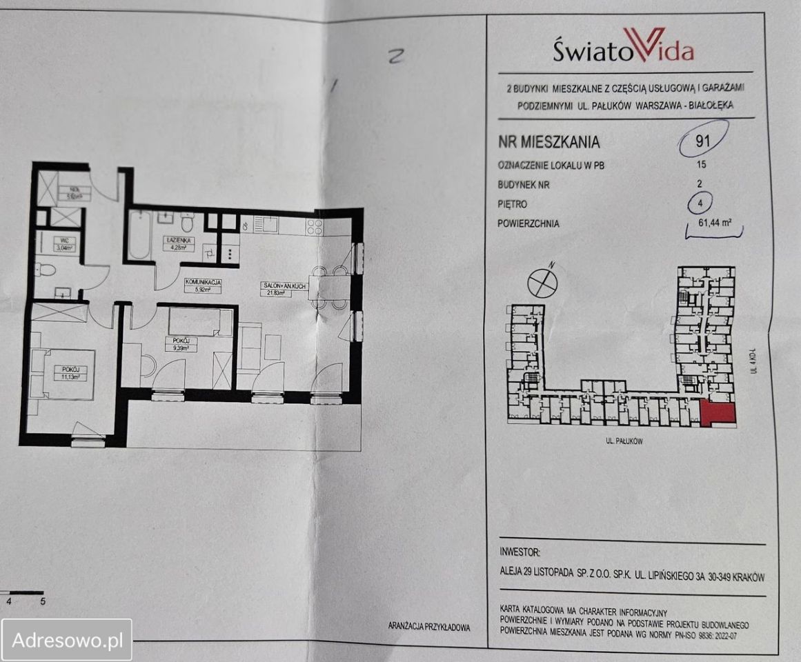 Mieszkanie 3-pokojowe Warszawa Białołęka, ul. Pałuków. Zdjęcie 3
