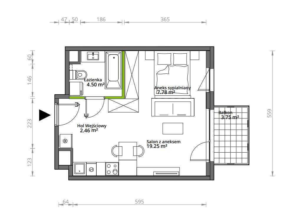 Mieszkanie 1-pokojowe Warszawa Praga-Południe, ul. Podskarbińska