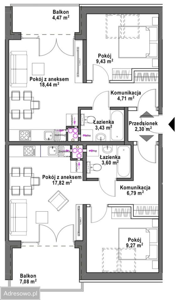 Mieszkanie 4-pokojowe Olsztyn Osiedle Generałów, ul. ks. Roberta Bilitewskiego. Zdjęcie 14