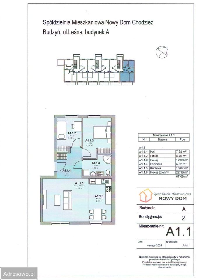Mieszkanie 3-pokojowe Budzyń, ul. Leśna. Zdjęcie 2