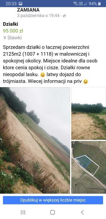 Działka rolno-budowlana Sławki