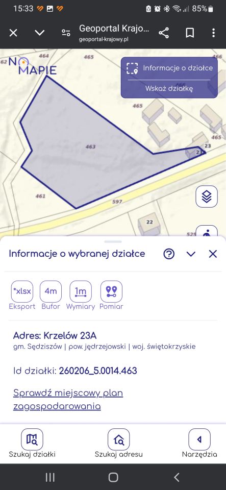 Działka rolno-budowlana Krzelów