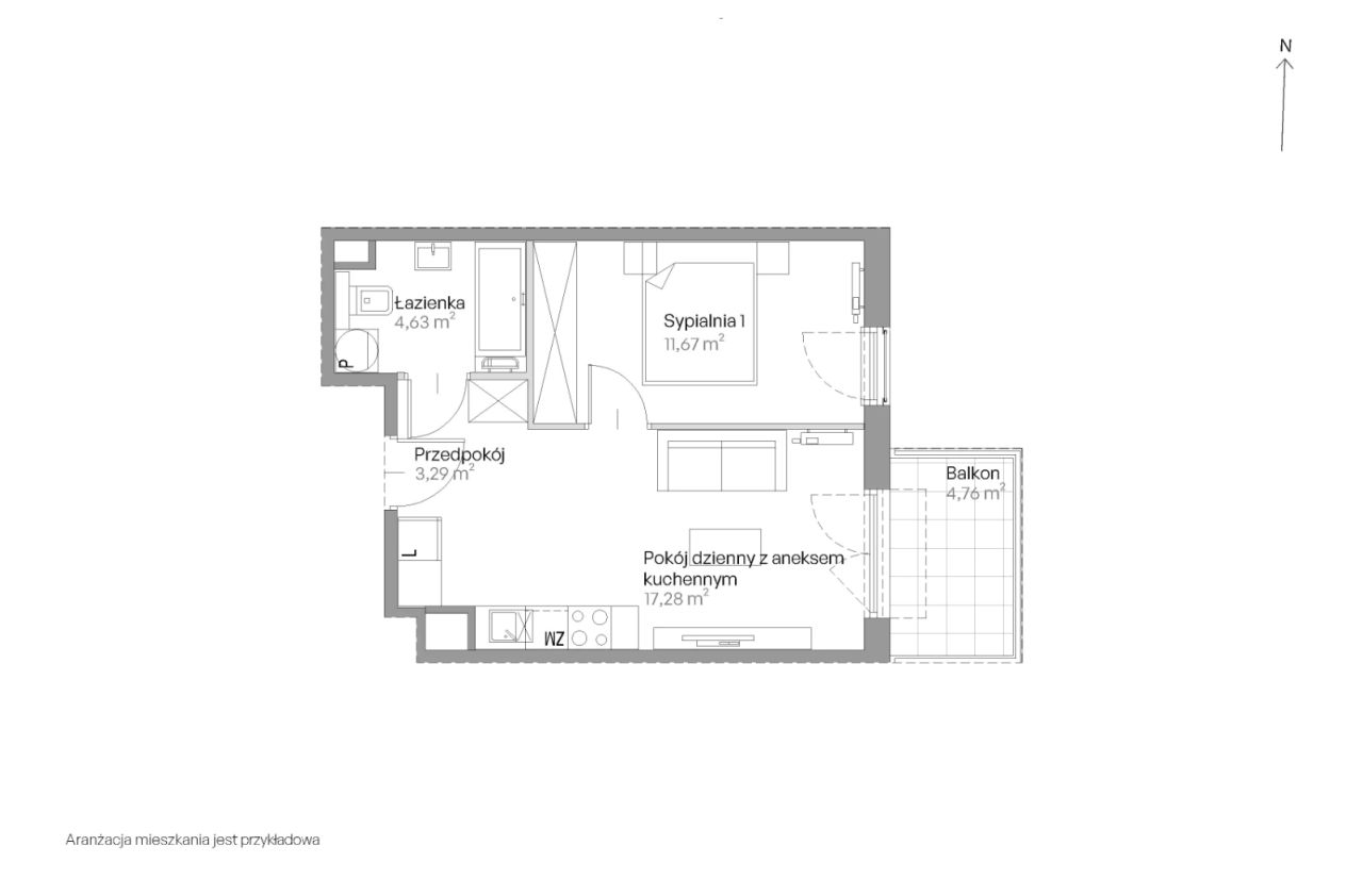 Mieszkanie 2-pokojowe Kraków Czyżyny, ul. Romana Ciesielskiego. Zdjęcie 14