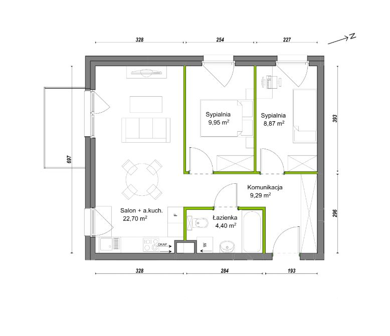 Mieszkanie 3-pokojowe Wrocław Ołtaszyn, ul. Orawska. Zdjęcie 8