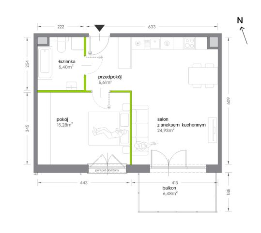 Mieszkanie 2-pokojowe Kraków Krowodrza, ul. Żabiniec. Zdjęcie 7