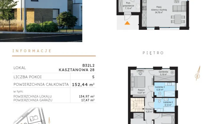 bliźniak, 5 pokoi Szczodre, ul. Kasztanowa