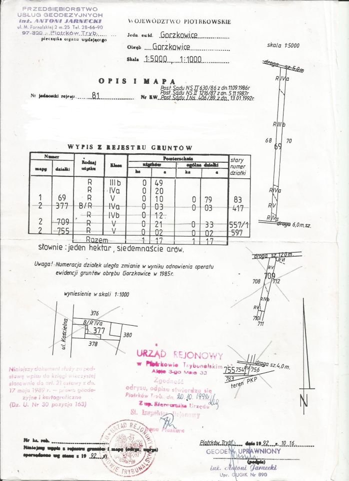 Działka rolna Gorzkowice, ul. Działkowa