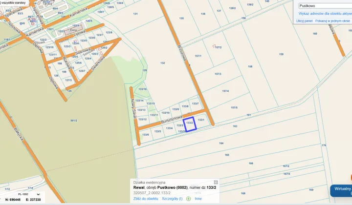 Działka rekreacyjna Pustkowo, ul. Bursztynowa