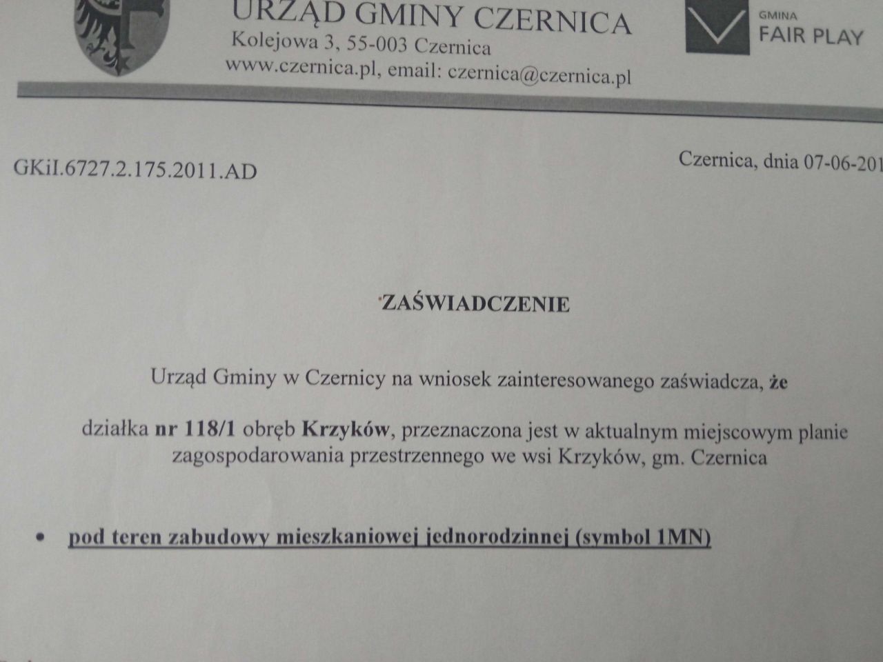 Działka budowlana Krzyków. Zdjęcie 2