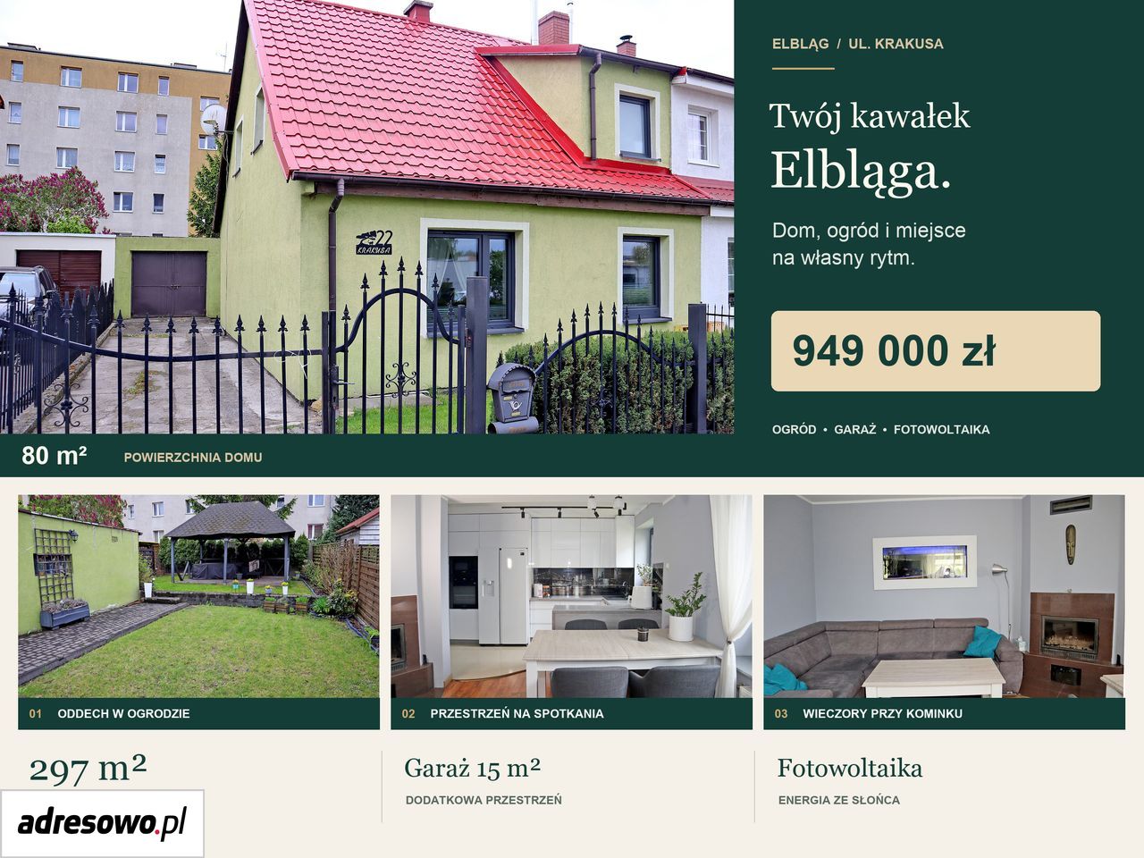 bliźniak, 1 pokój Elbląg, ul. Krakusa. Zdjęcie 2