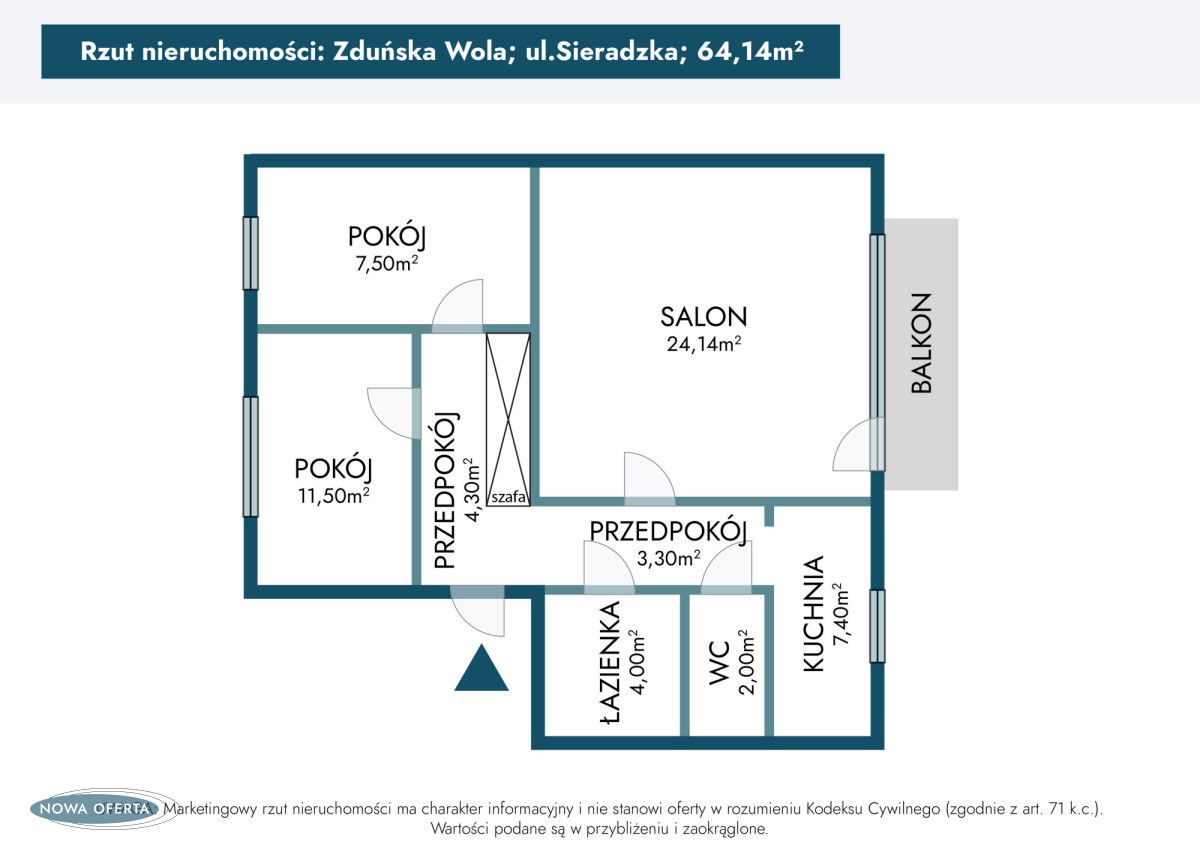 Mieszkanie 3-pokojowe Zduńska Wola, ul. Sieradzka. Zdjęcie 18