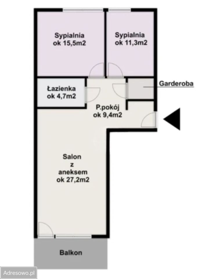 Mieszkanie 3-pokojowe Wrocław Partynice, ul. Zwycięska. Zdjęcie 14