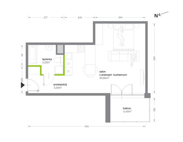 Mieszkanie 1-pokojowe Kraków Krowodrza, ul. Żabiniec. Zdjęcie 7