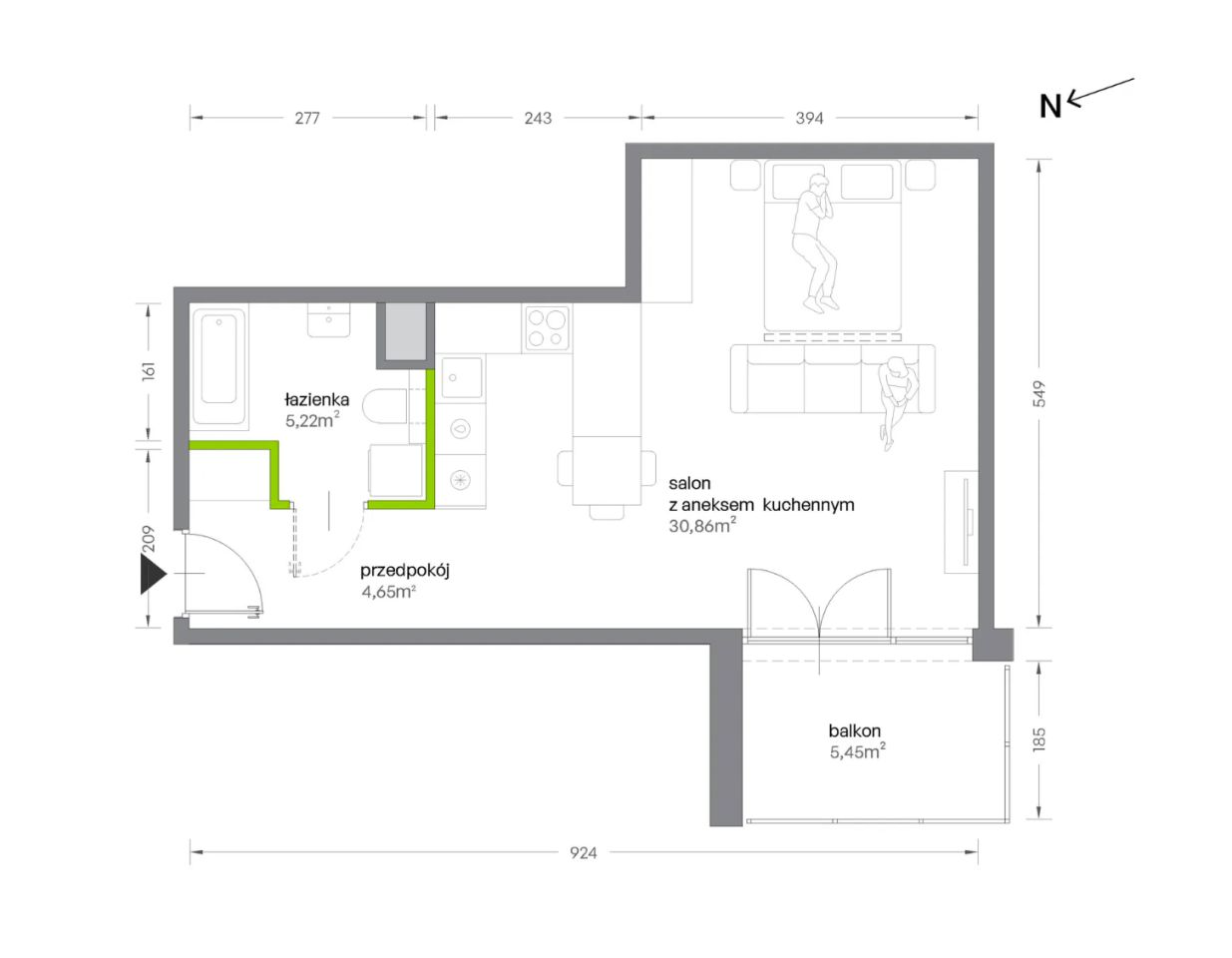 Mieszkanie 1-pokojowe Kraków Krowodrza, ul. Żabiniec. Zdjęcie 7
