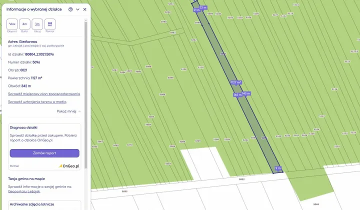 Działka leśna Giedlarowa